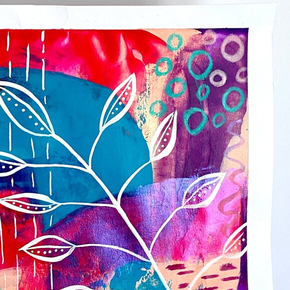 Rain Over Mars Original Acrylic Painting 8x8in Matted Frame Ready Squeegee Art - Picture 4 of 7